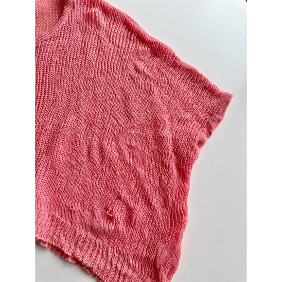 ROBERT RODRIGUEZ Coral Linen Open Knit Oversized Pullover Sweater, One Size - Picture 8 of 15